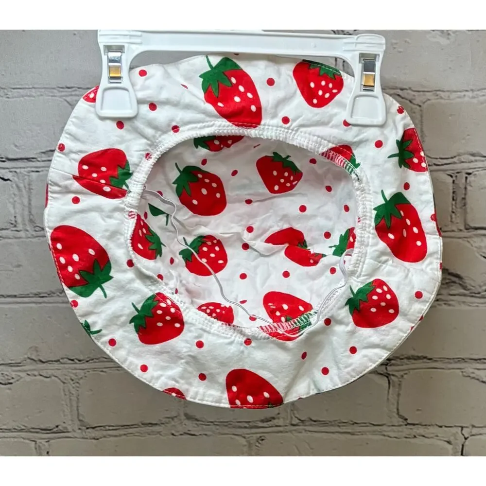 Gerber Lemon Squeeze One Piece Ruffled Swimsuit (Size 12M) & Strawberry Sun Hat